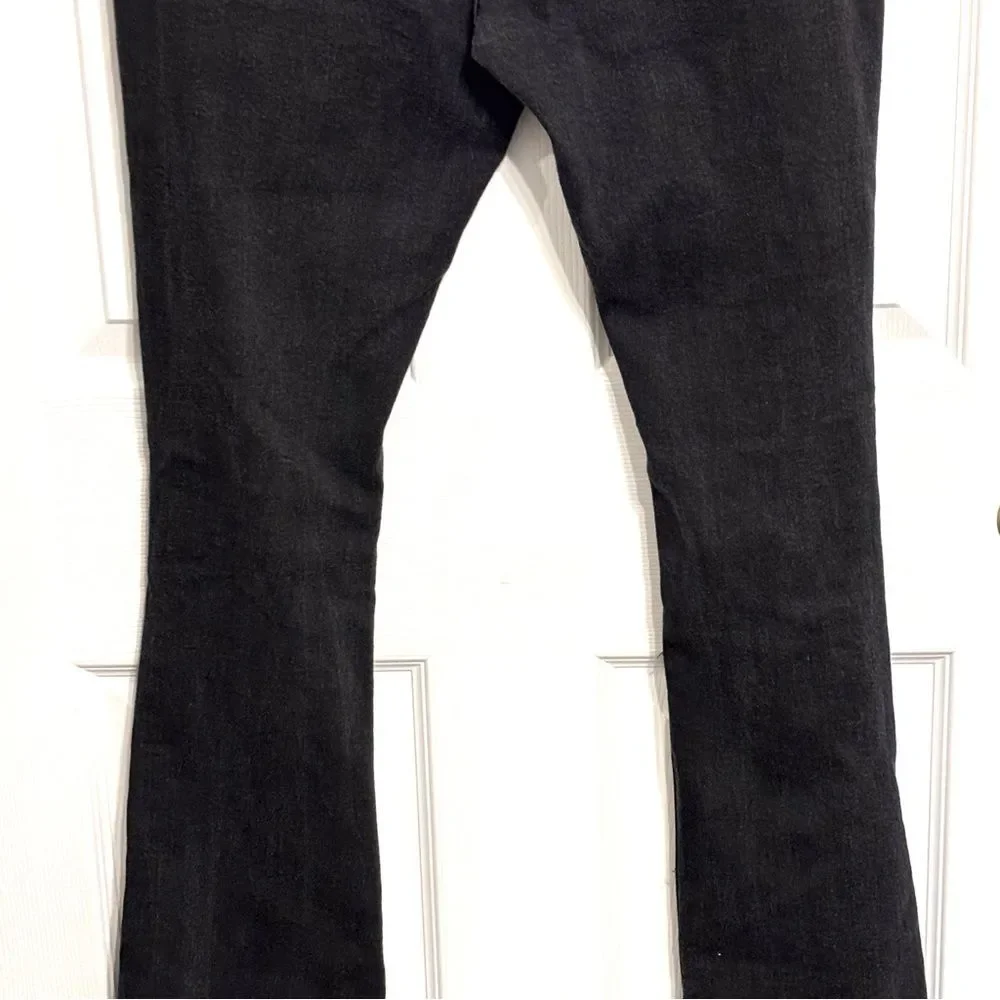 Boohoo MAN | Men’s Stacked Long Black Distressed Dark Wash Denim Jeans 31 x 36